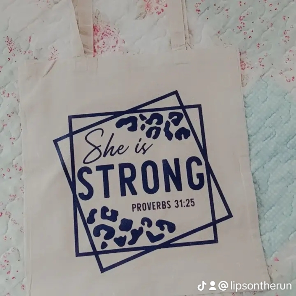 She is Strong Canvas Tote Bag - Cream